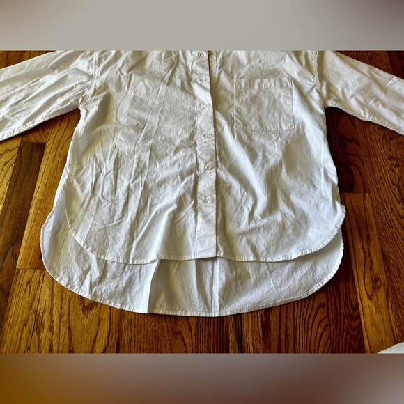 Sundry for Evereve white cotton poplin 
elastic cuff long sleeve button shirt 2 - Picture 4 of 10